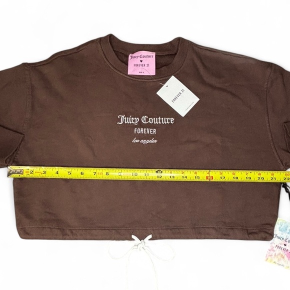 NWT Juicy Couture Brown Cropped Sweatshirt Tie Waist Size Small - Picture 4 of 5